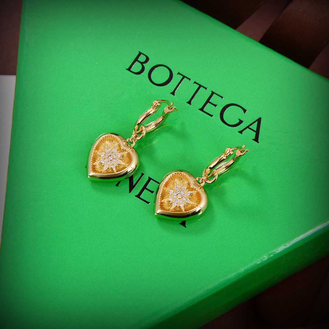 Bottega Veneta Gold Heart Earrings